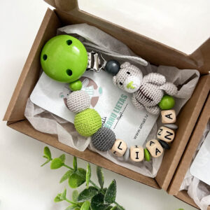 Knupīša turētājs ar Lāčuku - Zaļš/pelēks