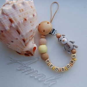 Knupīša turētājs ar lāčuku - Smilškrāsas/dzeltens