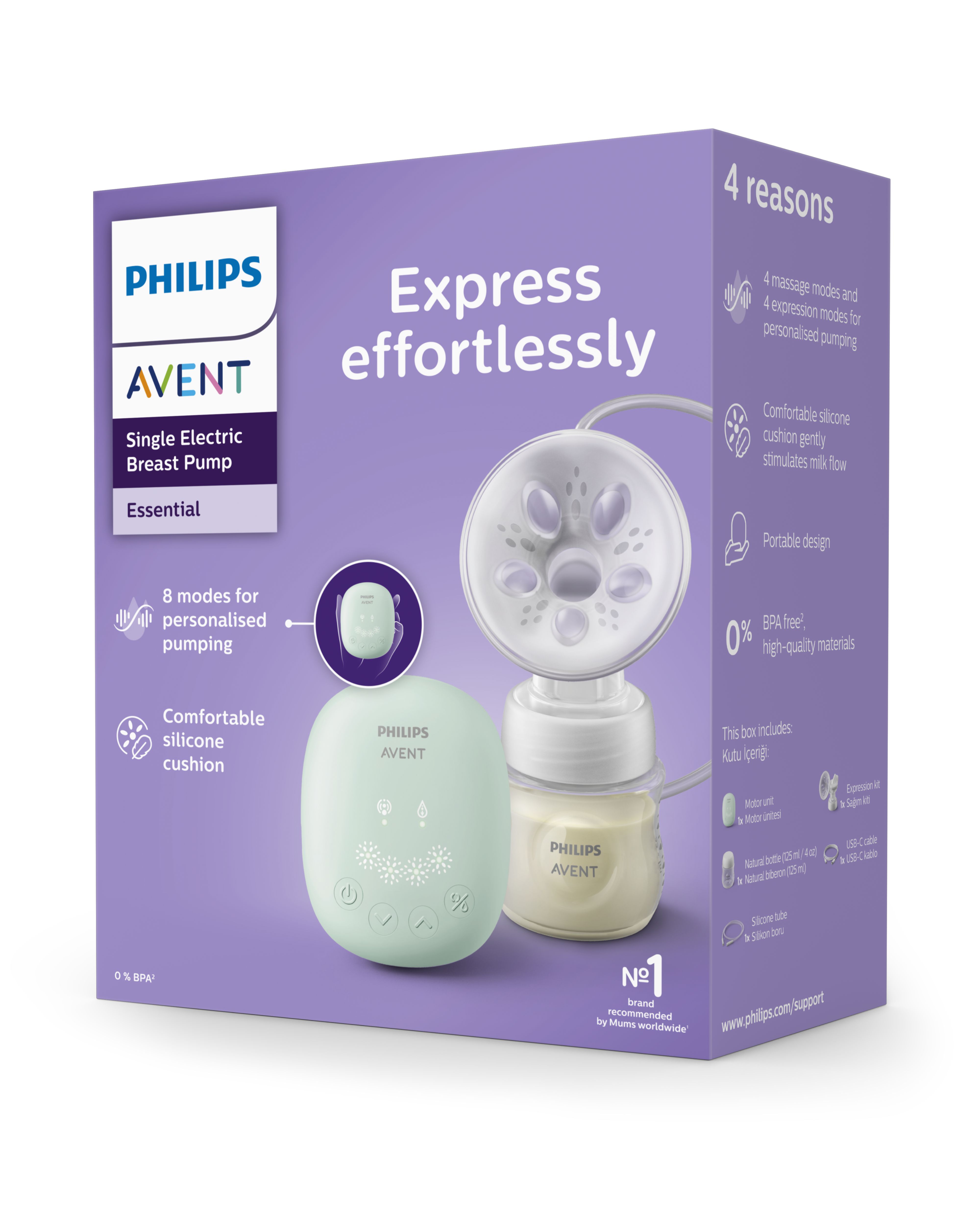 Philips Avent elektriskais krūts piena sūknis ar pudelīti, SCF323/11 - Image 4
