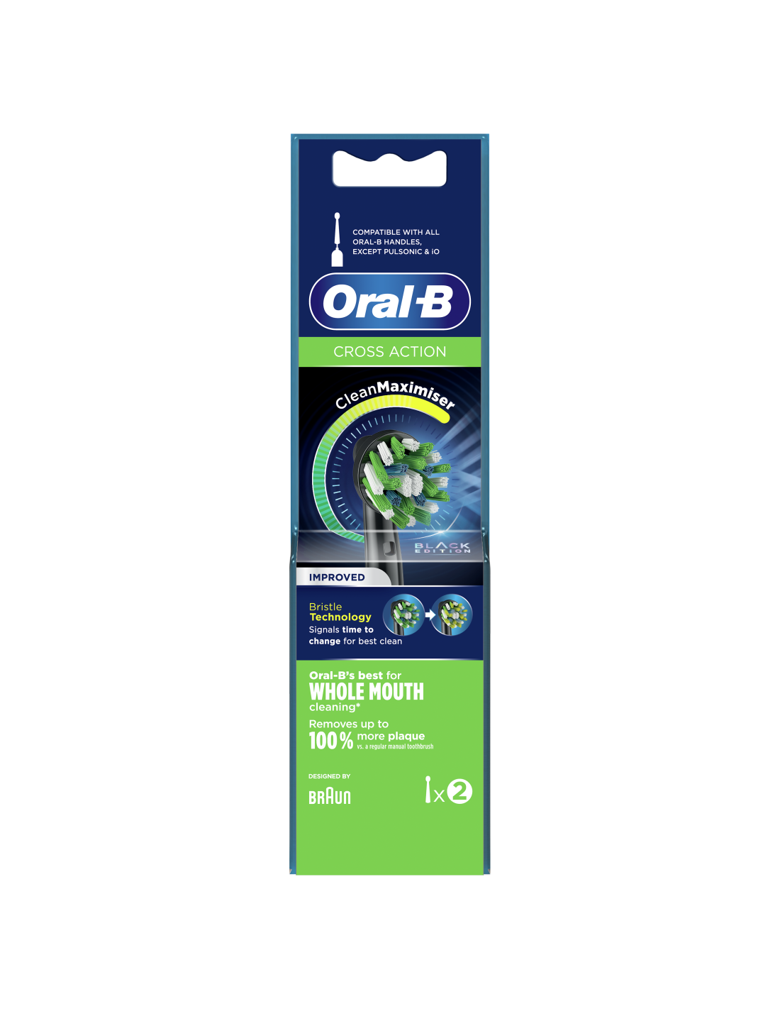 BRAUN el.zobu birstes uzgalis Cross Action, 2 gab, melns, EB 50-2 BLK - Image 2