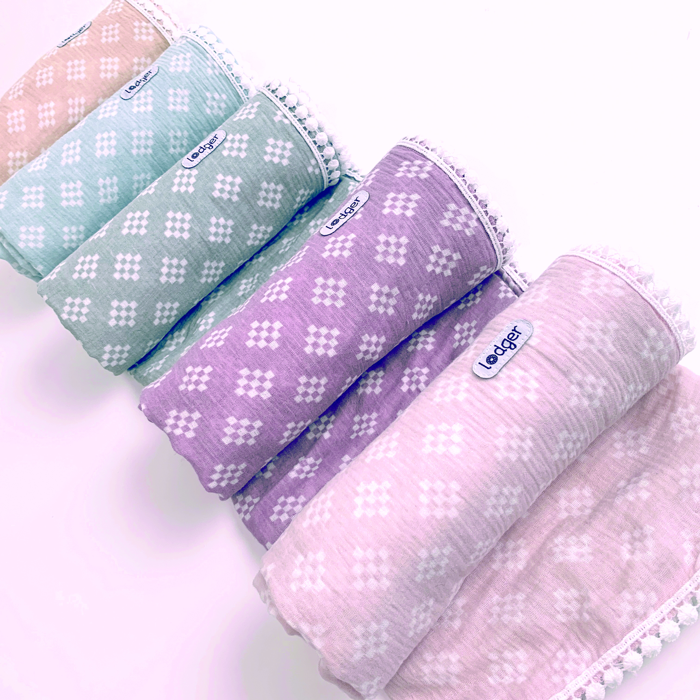 Lodger Swaddle Tribe Muslin kokvilnas autiņš, 120x120 cm, Rose - Image 3