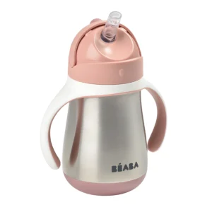 BEABA metāla pudele ar salmiņu 250ml Old pink