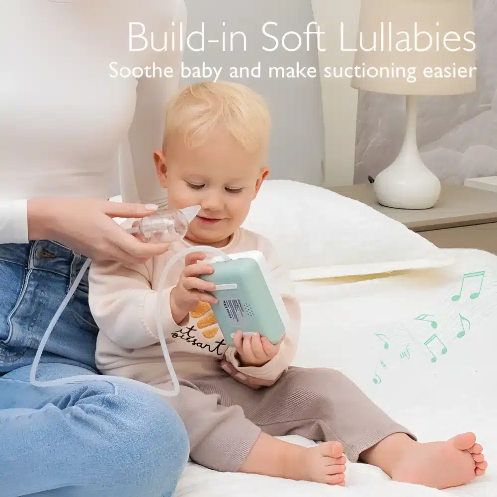 MOMCOZY slimnīcas līmeņa elektriskais zīdaiņu deguna aspirators ar šūpuļdziesmām