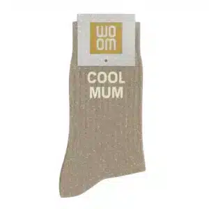 Sieviešu zeķes ar spīdumiem un uzrakstu Woom - Cool Mum