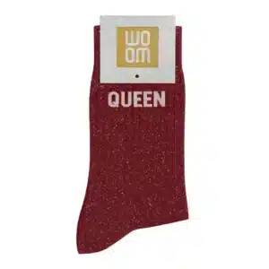 Sieviešu zeķes ar spīdumiem un uzrakstu Woom - Queen