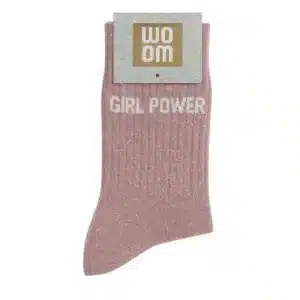 Woom zeķes ar spīdumiem un uzrakstu Girl Power